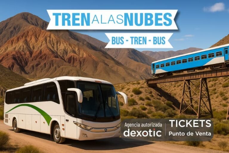 autobus y tren en ruta argentina paisaje