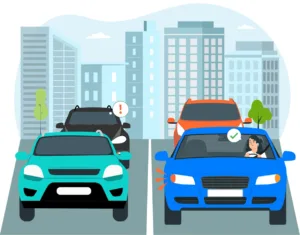 conductor practicando manejo en ciudad segura