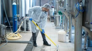 equipo de limpieza profesional en accion