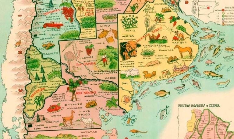 mapa de argentina con iconos de economia