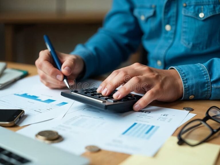 Cómo utilizar una tabla para calcular el haber jubilatorio correctamente 27 persona calculando finanzas con calculadora y papel