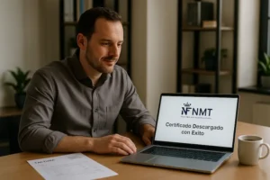 persona revisando documento de identidad y factura