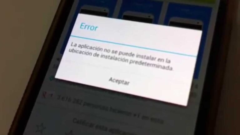 smartphone con pantalla de error de instalacion